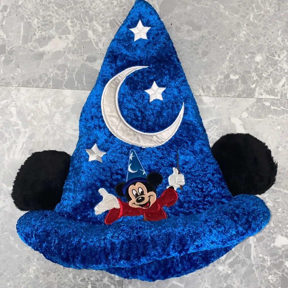Disney Blue Sorcerer Mickey Hat with Black Ears and Silver Accents